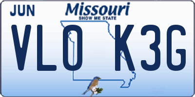 MO license plate VL0K3G