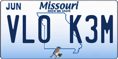 MO license plate VL0K3M
