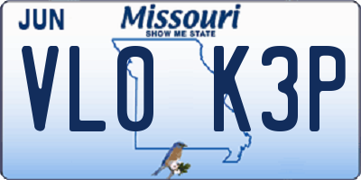 MO license plate VL0K3P