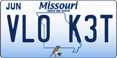 MO license plate VL0K3T