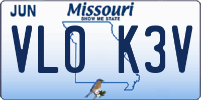 MO license plate VL0K3V