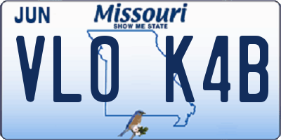 MO license plate VL0K4B