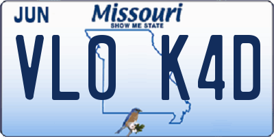 MO license plate VL0K4D