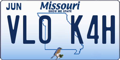 MO license plate VL0K4H