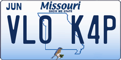MO license plate VL0K4P