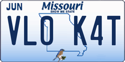 MO license plate VL0K4T