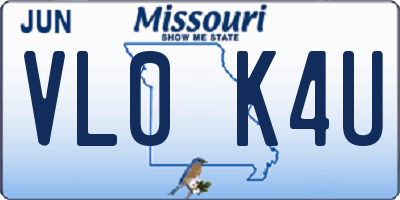 MO license plate VL0K4U