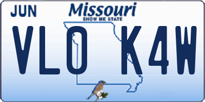 MO license plate VL0K4W
