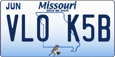 MO license plate VL0K5B