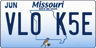 MO license plate VL0K5E