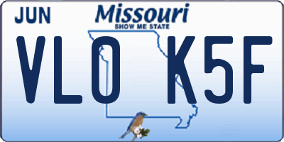 MO license plate VL0K5F