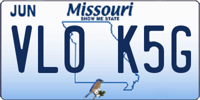 MO license plate VL0K5G