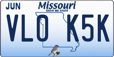 MO license plate VL0K5K