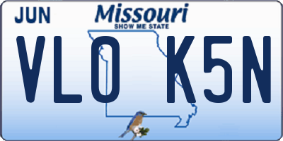 MO license plate VL0K5N