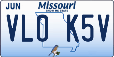 MO license plate VL0K5V