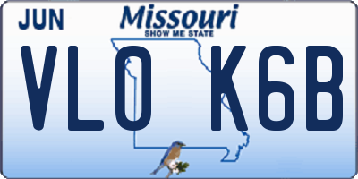 MO license plate VL0K6B