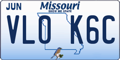 MO license plate VL0K6C