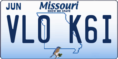 MO license plate VL0K6I