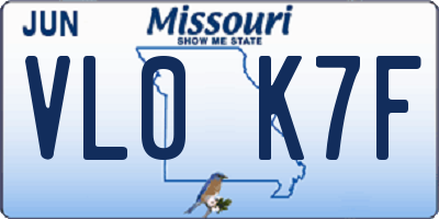 MO license plate VL0K7F