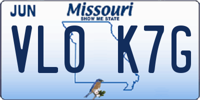 MO license plate VL0K7G