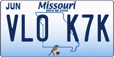 MO license plate VL0K7K