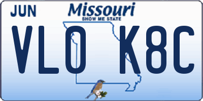 MO license plate VL0K8C