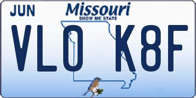 MO license plate VL0K8F
