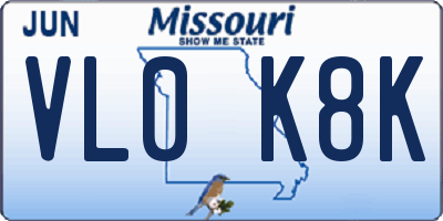 MO license plate VL0K8K