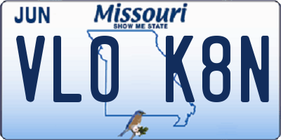 MO license plate VL0K8N