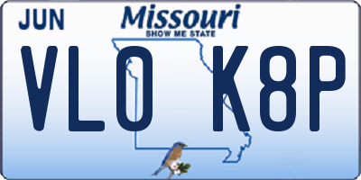 MO license plate VL0K8P
