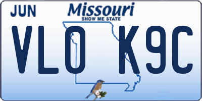 MO license plate VL0K9C