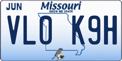 MO license plate VL0K9H