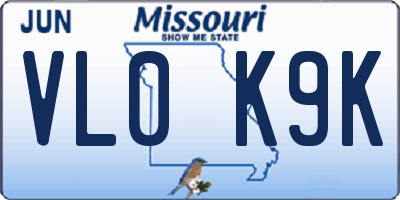 MO license plate VL0K9K
