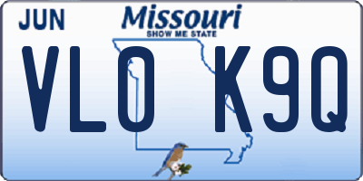 MO license plate VL0K9Q