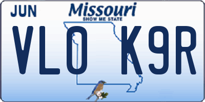 MO license plate VL0K9R
