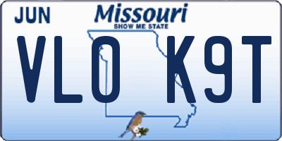 MO license plate VL0K9T