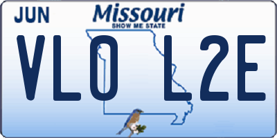 MO license plate VL0L2E