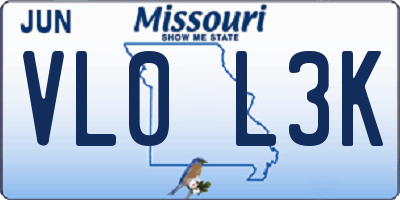 MO license plate VL0L3K