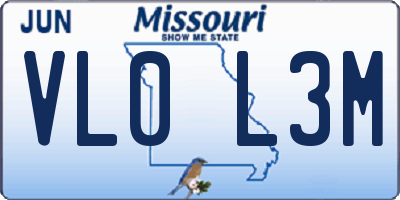 MO license plate VL0L3M
