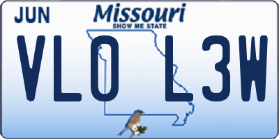 MO license plate VL0L3W