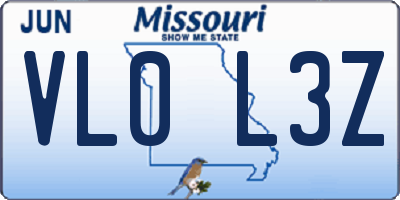 MO license plate VL0L3Z