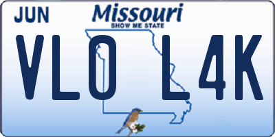 MO license plate VL0L4K
