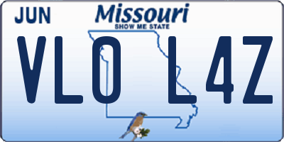 MO license plate VL0L4Z