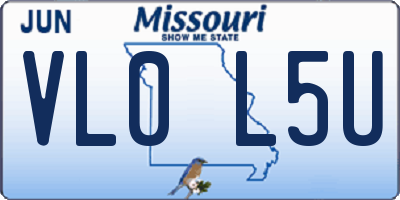 MO license plate VL0L5U