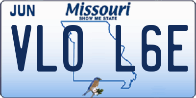 MO license plate VL0L6E