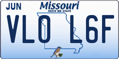 MO license plate VL0L6F