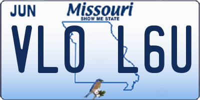 MO license plate VL0L6U