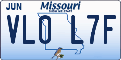 MO license plate VL0L7F