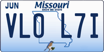 MO license plate VL0L7I