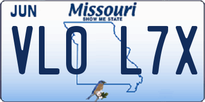 MO license plate VL0L7X